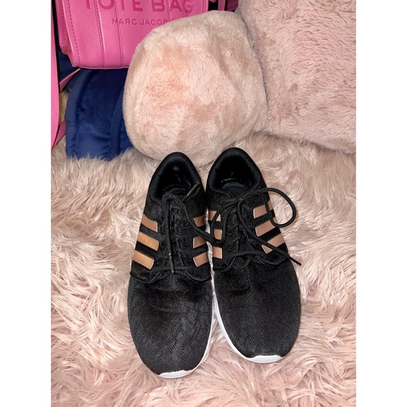 SOLD✨ADIDAS Cloudfoam QT Sneakers Racer Black & Metallic Copper Rose Gold 9.5 - Picture 6 of 9